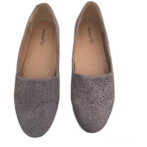 Baretraps Gray Suede Flats Shoes Slip On
